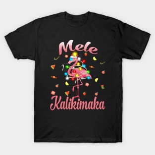 Mele Kalikimaka Tropical Hawaiian Christmas Flamingo T-Shirt